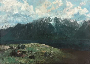 Panorámás kilátás az Alpokra, Les Dents du Midi. 1877