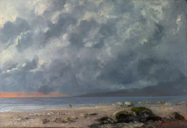 ""Scene de plage"" (Strand jelenet) Peinture de Gustave Courbet (1819-1877) - 1874 - Olaj, vászon Mérete 38x55,5 cm National Gallery, London
