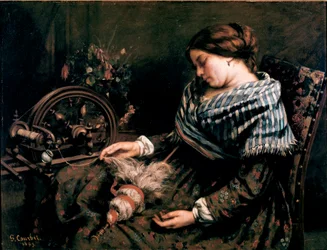 Az alvó fonónő, Gustave Courbet (1819-1877) festménye, 1853, mérete 91 x 115 cm, Montpellier, Fabre Múzeum