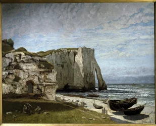 Kilátás Etretat szikláira a vihar után, Normandia