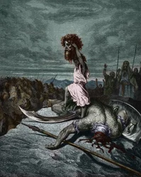 Dávid Góliát fejét tartja