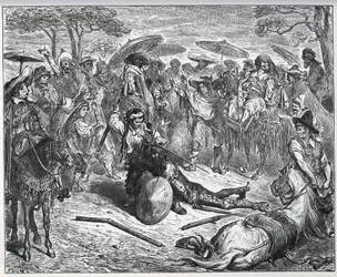 Don Quijote megverték egy kereskedőcsoport közepén – Az öszvérkészítő belekóstolt a játékba – Miguel Cervantes „Don Quijote de la Mancha” című művéből
