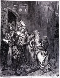 Lépjen be ebbe a fogadóba, IV. tábla – Gustave Dore (1832-1883) illusztrációja, a La legende du Jeif vándorlásához, Pierre Dupont, Librairie du Magasin Picturesque kiadás, Párizs 1862