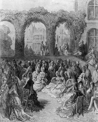 Holland House - A Garden Party, William Blanchard Jerrolds (1826-84) "London, a Pilgrimage" című művéből, metszette A. Doms, pub. 1872