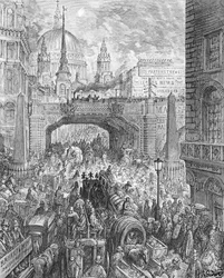 Ludgate Hill, a „London, egy zarándoklat”-ból, írta William Blanchard Jerrold (1826-94) pub. 1872 (metszet)