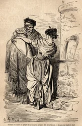 A nép férfi és nő szökőkútja Carmonában, a Sevilla melletti faluban van. Gustave Dore (1832-1883) vázlatát élőben készítette. A spanyolországi utazást illusztráló metszet Charles Davillier és Gustave Dore 1862-ben a „Le tour du monde, nouveau” c.