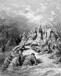 Richard Lion Heart szállítja Joppé városát – Gustave Doré metszetét