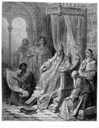 Sanuto bemutatja XXII. János pápának Kelet térképeit – Gustave Doré metszetét