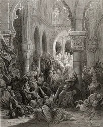 A keresztesek lemészárolják Caesarea lakóit, illusztráció a „Bibliotheque des Croisades” című könyvéből, J-F. Michaud, 1877