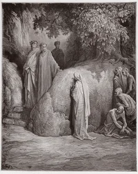 Isteni színjáték, Purgatórium, 23. ének: Dante felismeri Forese árnyát a falánkok között - Dante Alighieri (1265-1321) műve - Gustave Doré (1832-1883) illusztrációja