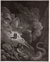 Isteni színjáték, Pokol, 17. ének: Gérüón, a csalás jelképe - Dante Alighieri (1265-1321) műve - Gustave Doré (1832-1883) illusztrációja
