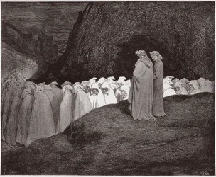 Isteni színjáték, Pokol, 23. ének: A képmutatók Dantéhoz szólnak - Dante Alighieri (1265-1321) műve - Gustave Doré (1832-1883) illusztrációja