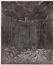 Isteni színjáték, Pokol, 29. ének: A völgyben gyötrődő hamisítók - Dante Alighieri (1265-1321) műve - Gustave Doré (1832-1883) illusztrációja