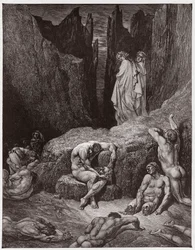 Az Isteni színjáték, Pokol, 29. ének: Vergilius megfeddi Dante kíváncsiságát - Dante Alighieri (1265-1321) műve - Gustave Doré (1832-1883) illusztrációja