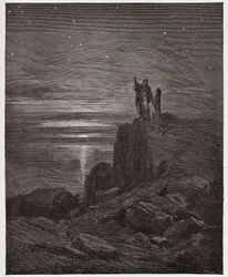 Isteni színjáték, Pokol, 34. ének: A költők kilépnek a pokolból - Dante Alighieri (1265-1321) műve - Gustave Doré (1832-1883) illusztrációja