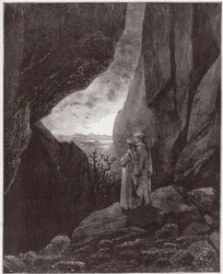 Isteni színjáték (La Divina Commedia, La Divine Comédie), Pokol, 34. ének: Vergilius és Dante feljutnak a felső világba - Dante Alighieri (1265-1321) műve - Gustave Doré (1832-1883) illusztrációja