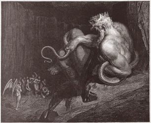 Az Isteni színjáték (La Divina Commedia, La Divine Comedie), Inferno, 5. ének: Minos megítéli a vétket és kiküldi a lelkeket - Dante Alighieri (1265-1321) - Illusztráció: Gustave Dore (1832-1883)