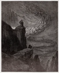 Az Isteni színjáték (La Divina Commedia, La Divine Comédie), Pokol, 5. ének: Minósz megítéli a vétkeket és elküldi a lelkeket - Dante Alighieri (1265-1321) műve - Gustave Doré (1832-1883) illusztrációja