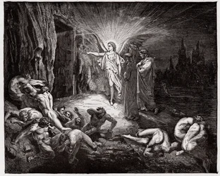 Isteni színjáték, Pokol, 9. ének: Az angyal kinyitja a kapukat - Dante Alighieri (1265-1321) műve - Gustave Doré (1832-1883) illusztrációja