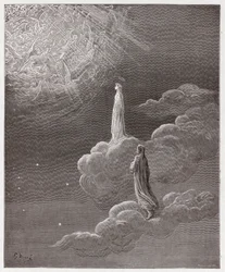 Isteni színjáték (La Divina Commedia, La Divine Comédie), Paradicsom, 14. ének: Dante és Beatrice a Mars szférájába kerül - Dante Alighieri (1265-1321) műve - Gustave Doré (1832-1883) illusztrációja