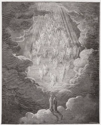 Az Isteni színjáték (La Divina Commedia, La Divine Comédie), Paradiso, 21. ének: Beatrice és Dante a Szaturnusz szférájában - Dante Alighieri (1265-1321) műve - Gustave Doré (1832-1883) illusztrációja