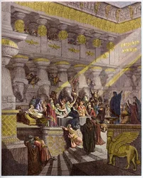 Baltazár ünnepe - Belsazár ünnepe - Belsazár ünnepe - Gustave Dore (1832-1883) "" The Bible Illustree"-be vésve - Metszet a "" A Dore Bibliából""
