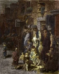 Wentworth Street, Whitechapel - a „London, egy zarándoklat”-ból, írta William Blanchard Jerrold (1826-94) - Gustave Dore illusztrációi - 1872 -