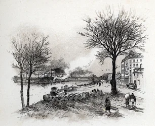 Ivry sur Seine (Ivry-sur-Seine) látványa Gustave Fraipont (1849-1923) rajza Saint-Juirs-ból
