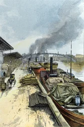 Kilátás a párizsi Canal de la Villette-re Gustave Fraipont (1849-1923) rajza Saint-Juirs-ból