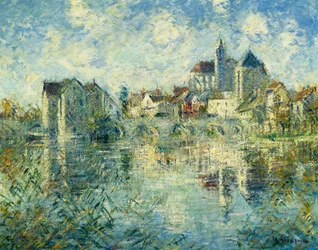 Moret-sur-Loing, a híd és a templom; Moret-sur-Loing, a híd és a templom, 1935 körül