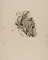 Rodin feje (szén, papír)