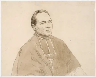 Bíboros portréja (faszén és akvarell papíron)