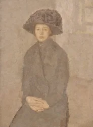Fiatal nő, nagy kalapot viselő, 1917-25 körül (olaj, vászon a fedélzeten)