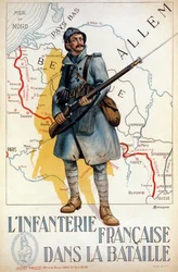 Francia gyalogság a csatában (a piros vonal a Hindenburg vonalat jelöli) - ill. írta H. Delaspre