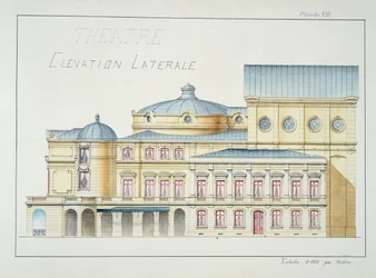 Egy színház oldalsó emelkedése, VII. tábla egy tervfóliáról, 1870 körül