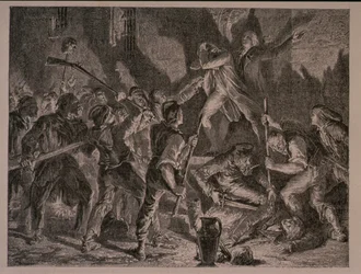 A mészárlás a börtönökben 1792 szeptemberében, vésette Jean-Baptiste Charles Carbonneau (sz. 1815)