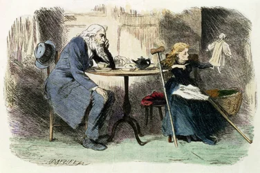Jo The Crossing Sweeper, illusztráció Charles Dickens (1812-70) „Bleak House” című művéből, 1853 (színes metszet)