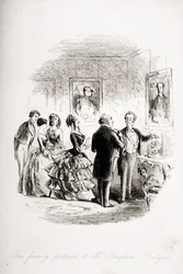 Családi portrék Mr. Bayham Badgernél, illusztráció Charles Dickens (1812-70) „Bleak House” című művéből, 1853-ban (litho)