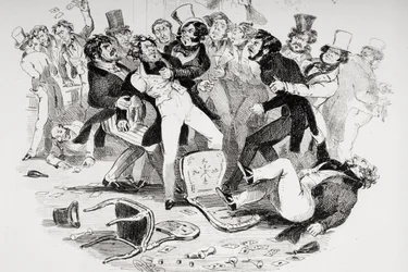 Az utolsó verekedés Sir Mulberry és tanítványa között, Charles Dickens (1812-70) 