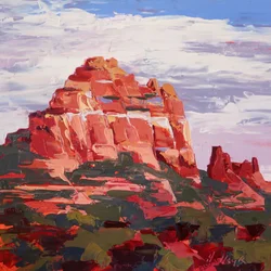 Camel Rock, késő délután, Sedona, 2022 körül (olaj, tábla)