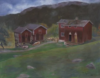 Farmyard az Åse-ben, Telemarkenben, Norvégiában