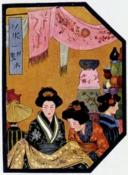 Fiatal japán selyemboltokban – Félicien Champsaur „” japán babájában”, ill. Hanafusa Itcho, Párizs