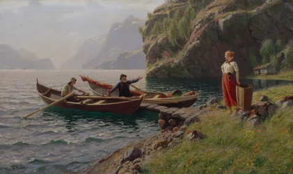 Mindennapi élet a fjordokban (olaj, vászon)