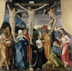 Megfeszített Krisztus a tolvajokkal, szentekkel és női adományozóval, 1512