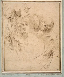 "" La mort representee avec sept tetes "" (A halál hét fej között) Dessin de Hans Baldung (Baldung Grien) (1484-1545) vers 1515 Collection privee