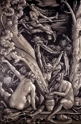 A boszorkányok szombatja, Hans Baldung Grien német festő, metsző és rajzoló (1484-1545) metszete