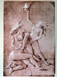 Három boszorkány, Hans Baldung, más néven Grien (1484-1545) rajza