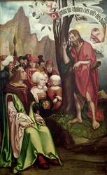Keresztelő Szent János prédikál Heródes előtt, a Szent János-triptichonból, 1514 (tempera a táblán)