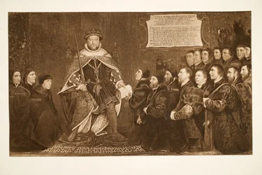 VIII. Henrik oklevelet ad a borbély-sebészeknek, 1543 körül, pub. 1902 (kollotípia)