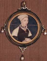 Jane Small miniatűr portréja, korábban Mrs. Robert Pemberton néven, 1540 körül (játékkártyára szerelt wc pergamen)